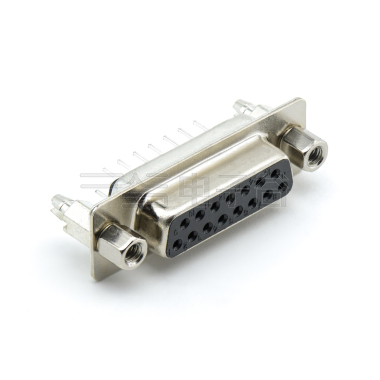 D-SUB DP 15Pin 母头 180°DIP 黑色 前铆4.8螺母,后铆6.0鱼叉