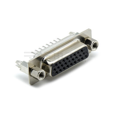 D-SUB HDP 26Pin 母头 180°DIP 黑色 前铆4.8螺母,后铆6.0鱼叉
