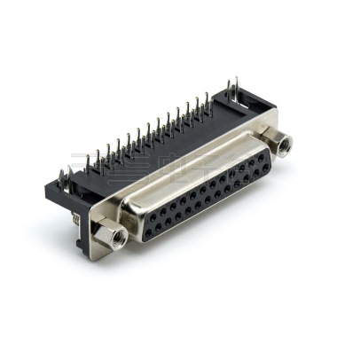 D-SUB DR 8.08 25Pin 母头 90°DIP 黑色 叉锁 4.8螺丝