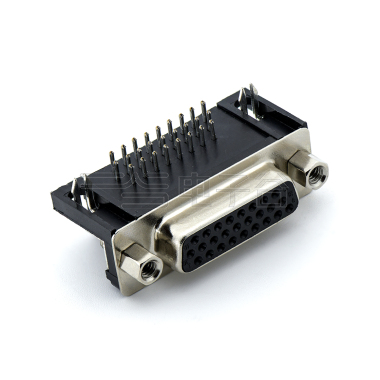 D-SUB HDR 8.89 26Pin 母头 90°DIP 黑色 叉锁 4.8螺丝