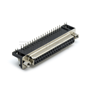 D-SUB DR 8.08 37Pin 母头 90°DIP 黑色 叉锁 4.8螺丝