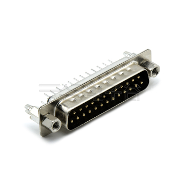 D-SUB DP 25Pin 公头 180°DIP 黑色 前铆4.8螺母,后铆6.0鱼叉
