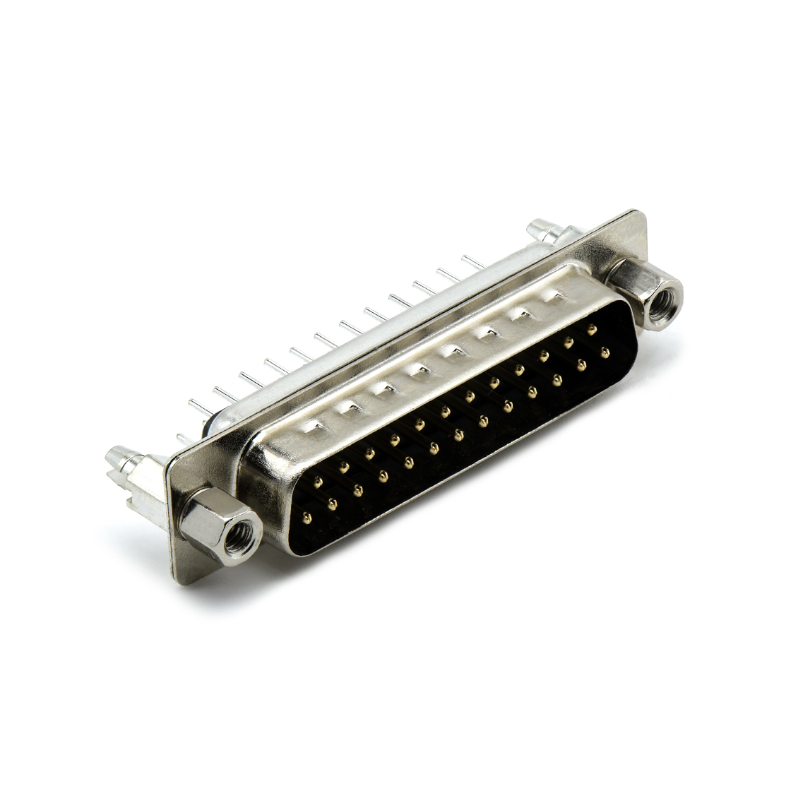 D-SUB DP 25Pin 公头 180°DIP 黑色 前铆5.8螺母,后铆6.0鱼叉