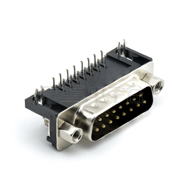 D-SUB DR 8.08 15Pin 公头 90°DIP 黑色 叉锁 4.8螺丝