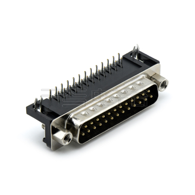 D-SUB DR 8.08 25Pin 公头 90°DIP 黑色 叉锁 4.8螺丝