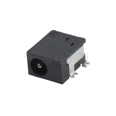 DC POWER JACK 90°SMT PA9T黑胶 端子镀银 直径1.0 电路图A型