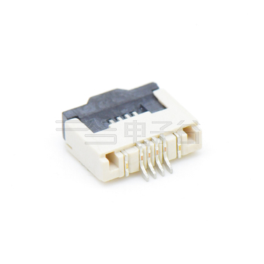 Pitch 0.50mm 90ºH2.00mm ZIF前掀盖下接触卧贴 FPC
 04pin 米黄色 镀雾锡