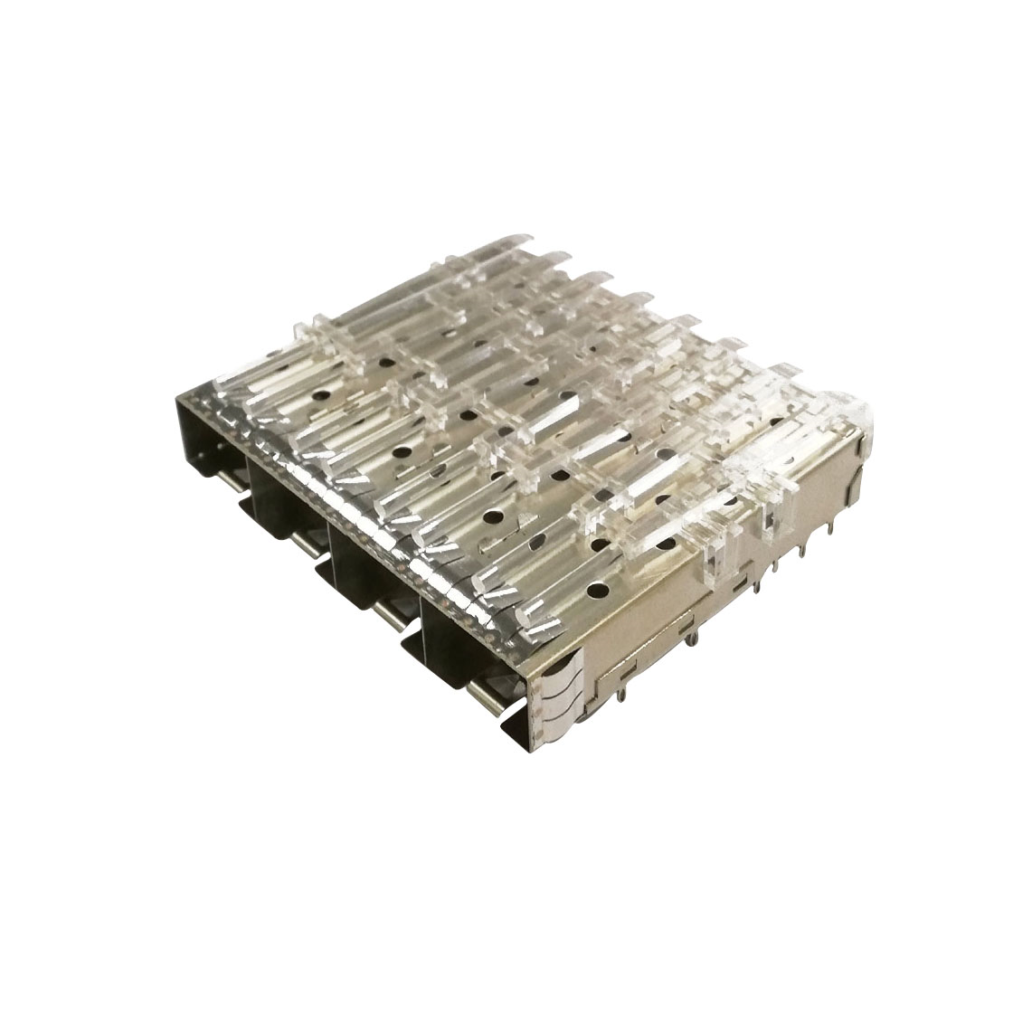 高频高速I/O类光口连接器cage SFP+ 端口1×4 带整体式LIGHT PIPE(高度11.45)