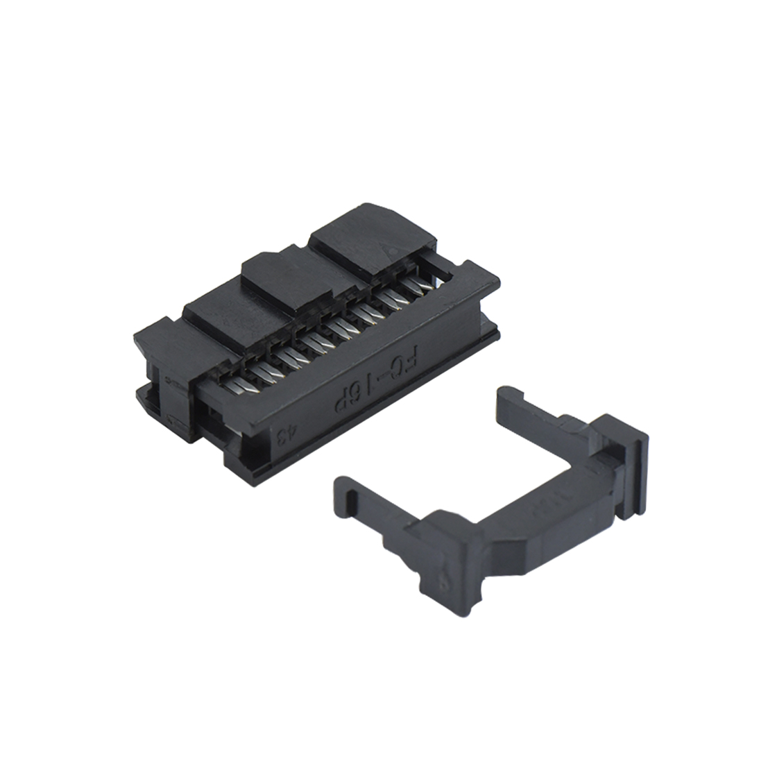 Pitch 2.54mm 180° 双排 DIP IDC 三件套 2X8P 黑色 镀半金G/F