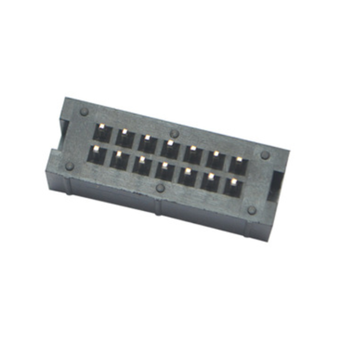 Pitch 2.54mm 180° 双排 DIP 简牛 PC:3.3MM 2X07Pin 黑色 镀全金G/F