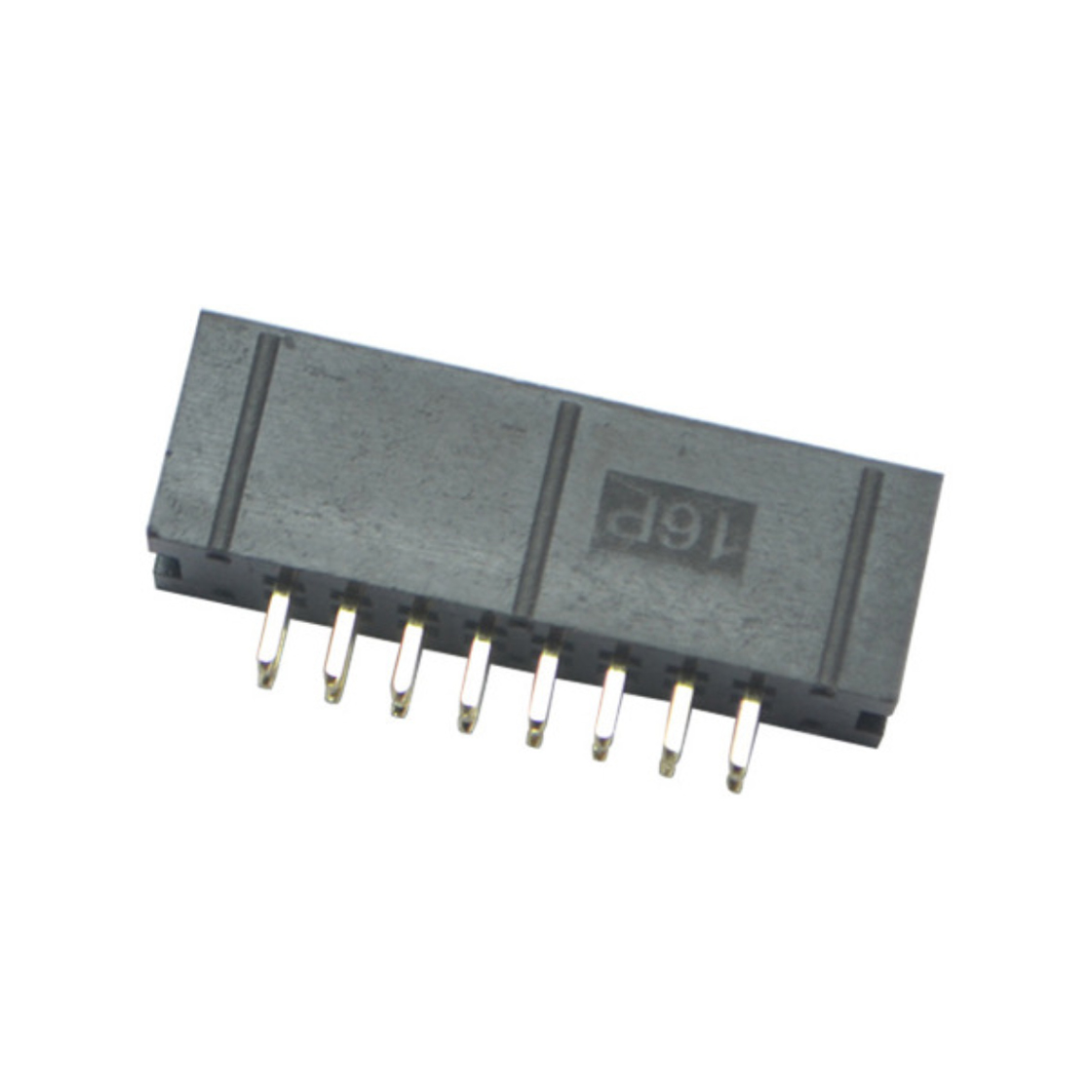 Pitch 2.54mm 180° 双排 DIP 简牛 PC:3.3MM 2X08Pin 黑色 镀全金G/F