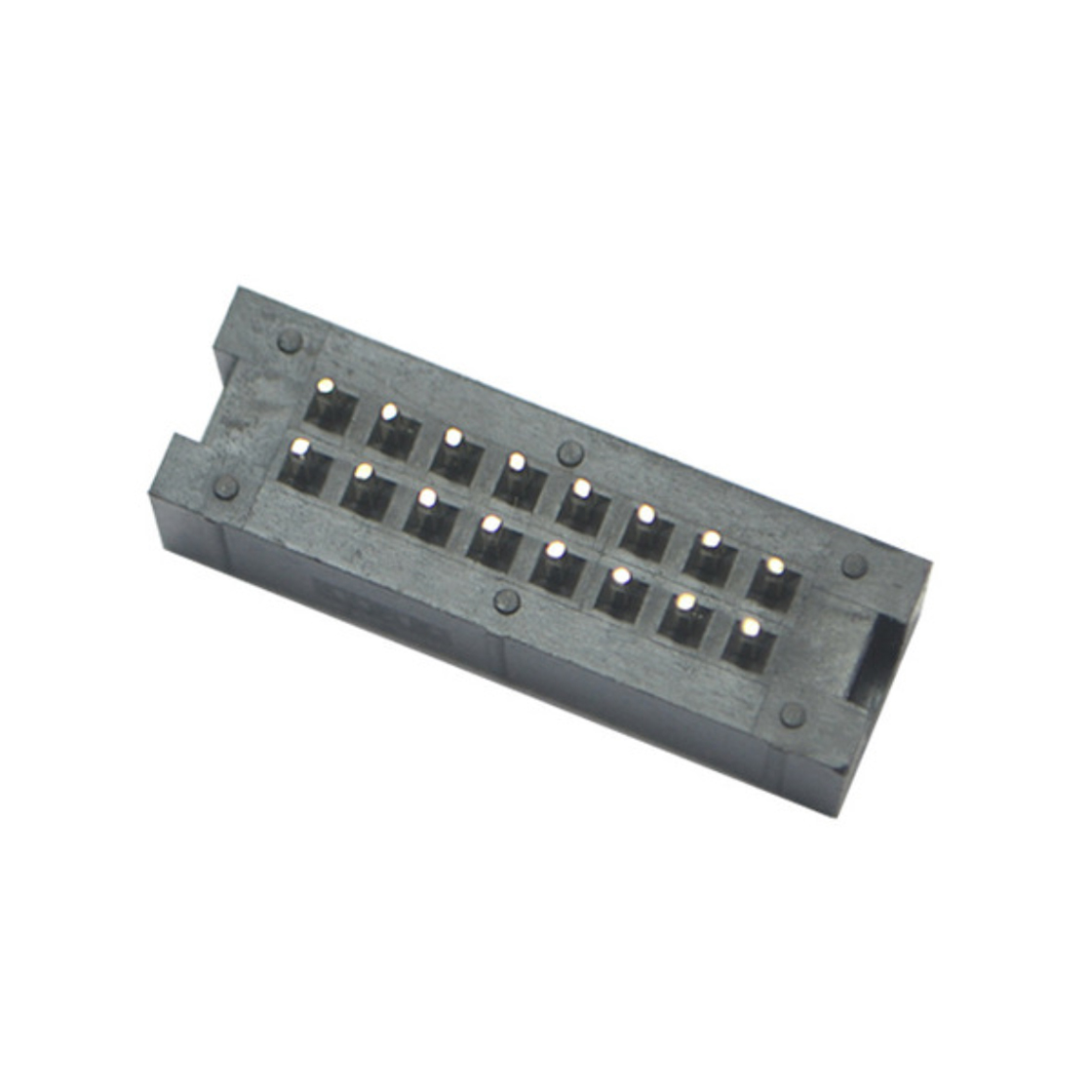 Pitch 2.54mm 180° 双排 DIP 简牛 PC:3.3MM 2X08Pin 黑色 镀全金G/F
