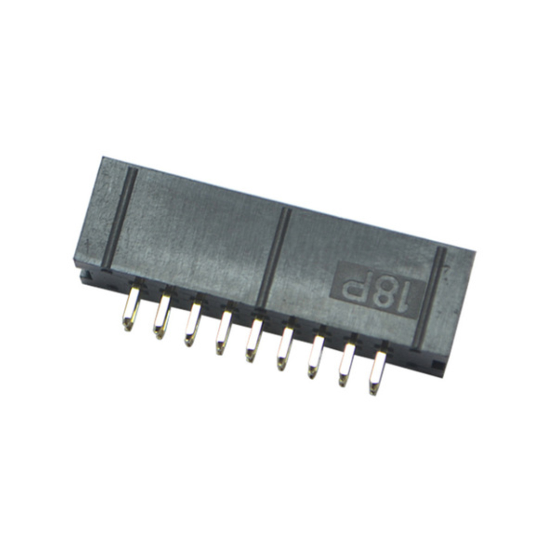 Pitch 2.54mm 180° 双排 DIP 简牛 PC:3.3MM 2X09Pin 黑色 镀全金G/F