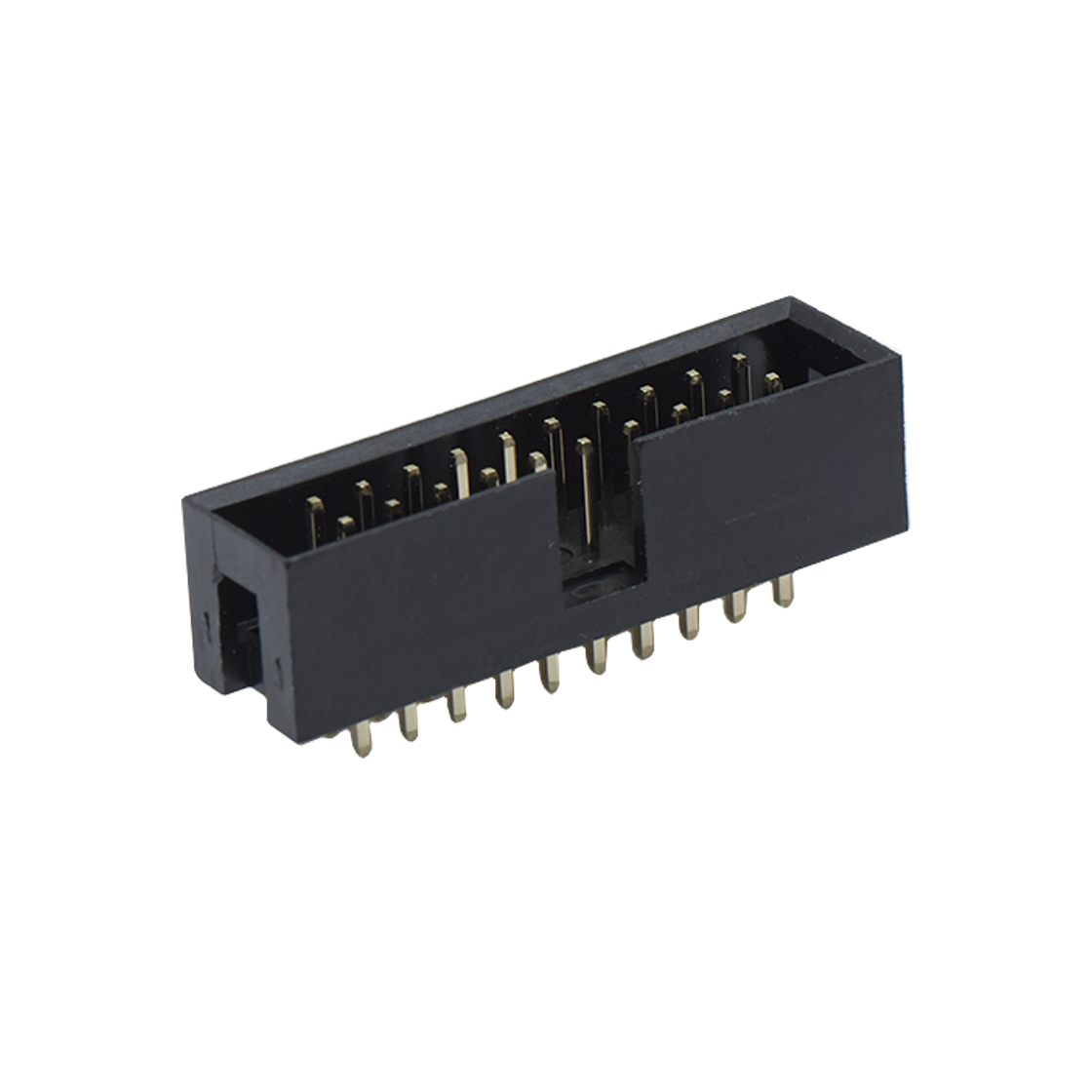 Pitch 2.54mm 180° 双排 DIP 简牛 PC:3.3MM 2X10Pin 黑色 镀全金G/F