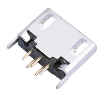 MICRO USB 5P/F B TYPE 立插 凸包 无边不锈钢201 镀锡 G/F LCP黑色 电流 1.5A