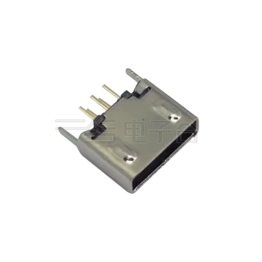 MICRO USB 5P/F B TYPE 立插 凸包 无边 不锈钢201 镀镍 G/F LCP黑色 电流 1.5A