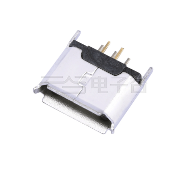 MICRO USB 5P/F B TYPE 立插 不锈钢201 镀锡 G/F LCP黑色 电流 1.5A