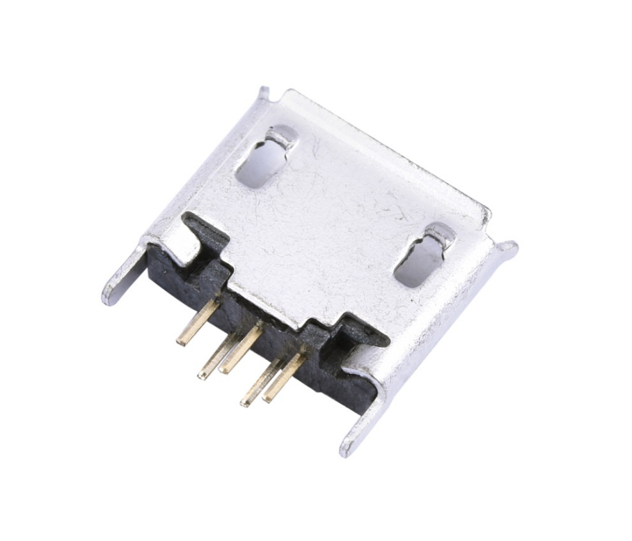 MICRO USB 5P/F B TYPE 立插 不锈钢201 镀锡 G/F LCP黑色 电流 1.5A