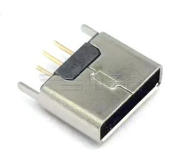 MICRO USB 5P/F AB TYPE 立插无边 不锈钢201 镀锡 G/F LCP黑色 电流 1.5A