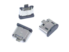 MICRO USB 5P/F B TYPE 立贴 三脚插板 无边 L=5.15mm