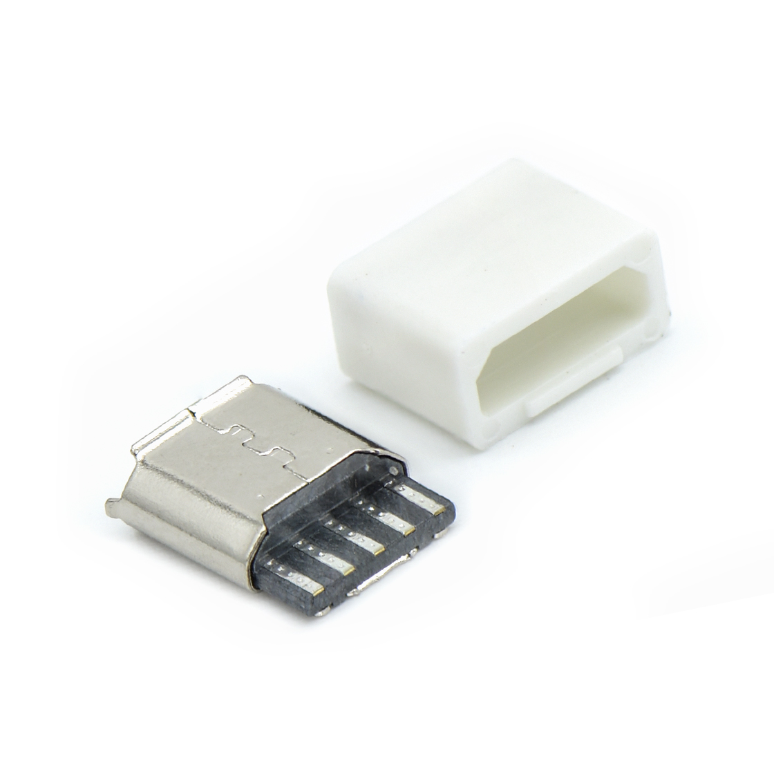 MICRO USB 5P/F B TYPE 焊线式+护套 不锈钢201 镀镍 G/F LCP黑色 电流 1.5A