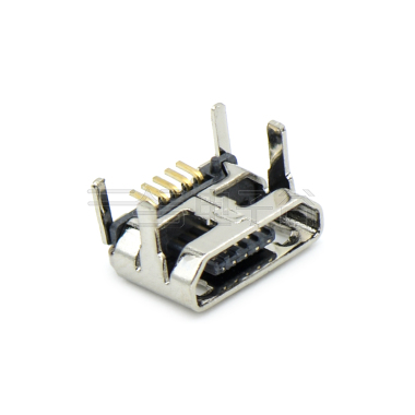 MICRO USB 5P/F B 牛角外2.0(7.2×6.6)MM端子加长0.3MM有柱 T=0.3MM 不锈钢201 镀镍 G/F LCP黑色 电流 1.5A
