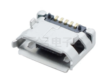 MICRO USB 5P/F B TYPE 前插后贴5.65(0.8×0.9)mm 有边有柱 不锈钢 镀镍 G/F LCP黑色