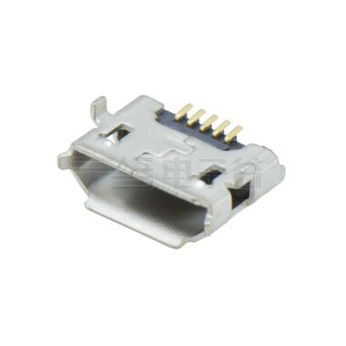 MICRO 5P/F B TYPE SMT 反向两脚DIP 7.7(0.6×0.9)有边无柱 不锈钢201 镀镍 G/F LCP黑色