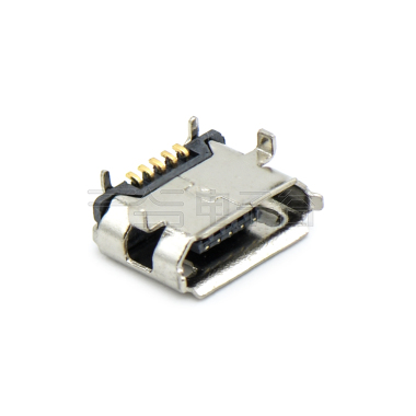 MICRO USB 5P/F B TYPE 牛角内DIP 0.8(7.15×4.85)MM 不锈钢201 镀镍 G/F LCP黑色 电流 1.5A