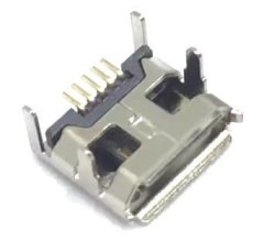 MICRO USB 5P/F B TYPE四脚插板7.15（1.55×0.9）mm有边无柱