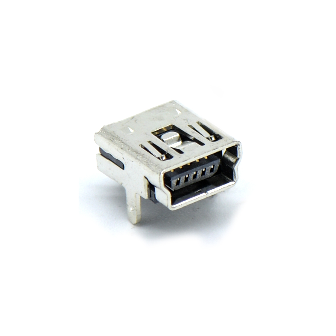 MINI USB 5P/F B TYPE DIP插板式 两脚插板 铜壳镀镍 G/F LCP黑色