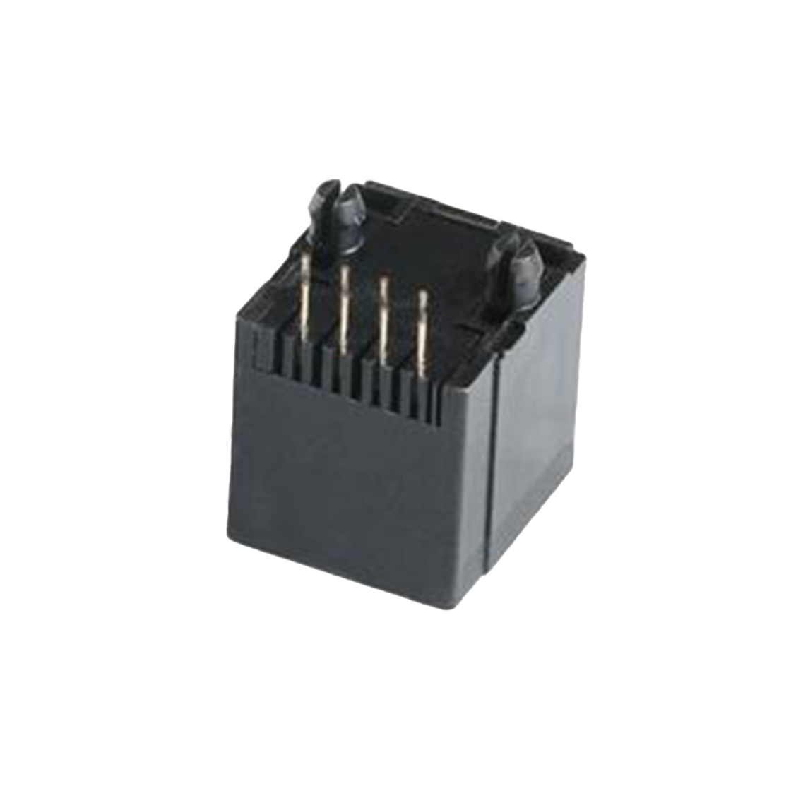 RJ45 8P立式 DIP 全塑 无灯 H=16.4mm G/F PBT 黑色