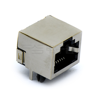 RJ45 8P8C DIP插板式 全包 不带灯 铜壳镀镍 G/F PBT黑色