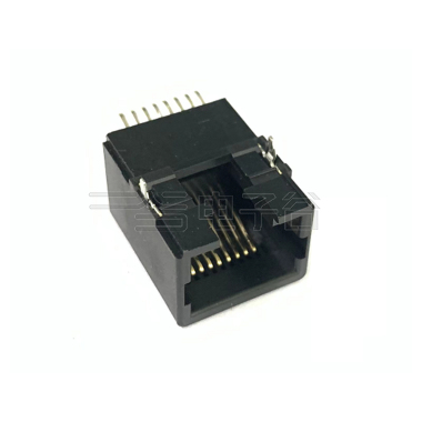 RJ45 10P8C SMT 1X1 全塑 L=18.1mm 6U" PA9T 黑色 电流1.5A