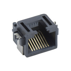 RJ45 8P8C 反向 SMT沉板式8.6mm 带壳中包 无灯 两脚插板