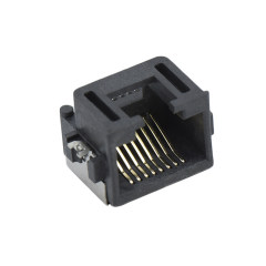 RJ45 8P8C 反向 SMT沉板式6.8mm 带壳半包 无灯 两脚插板