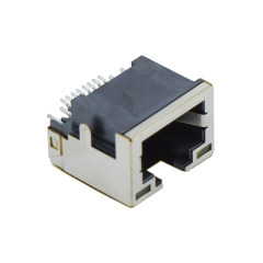 RJ45 8P8C SMT沉板式4.2mm 带壳全包 两脚插板 带灯(左黄右绿)