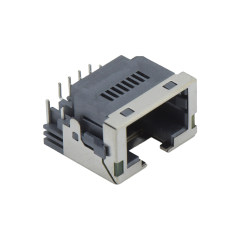 RJ45 8P8C DIP沉板式5.8mm 带壳半包 带灯(左黄右绿)