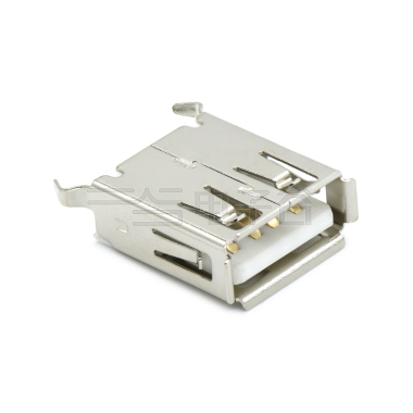 USB2.0 AF 单层直插K脚15.0MM 铁壳镀镍 G/F PBT 白色 电流 1.5A