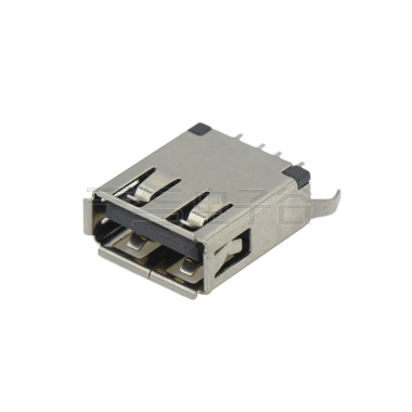 USB2.0 AF 立插DIP H=15.0mm 弯脚有边 铁壳镀镍 G/F PBT黑色 电流1.5A