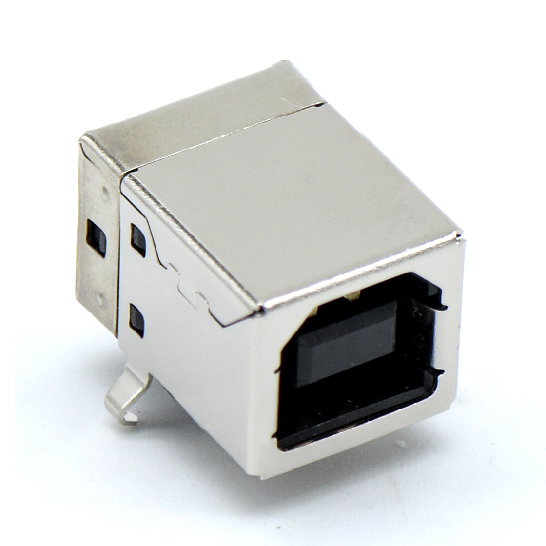 USB2.0 BF 单层 DIP插板式 打K脚 铜壳镀镍 G/F PBT黑色