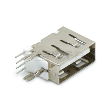 USB2.0 AF DIP插板式 短体侧插10.0mm 三脚插板 平口 铁壳镀镍 G/F PBT白色 电流1.5A