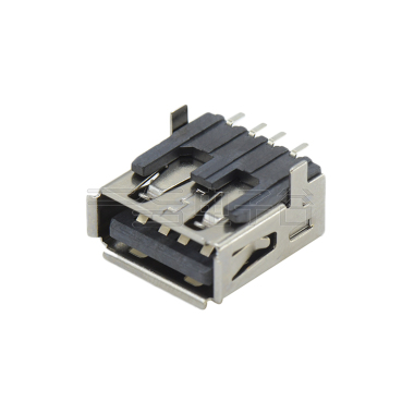 USB2.0 AF SMT贴板式 两脚插板直脚 有边 铁壳镀镍 G/F LCP黑色 电流1.5A