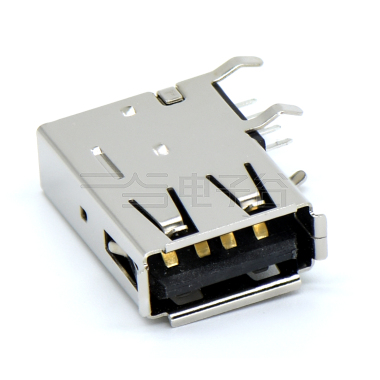 USB2.0 AF 单层 侧插 内扣式 有边 铁壳镀镍 G/F PBT黑色