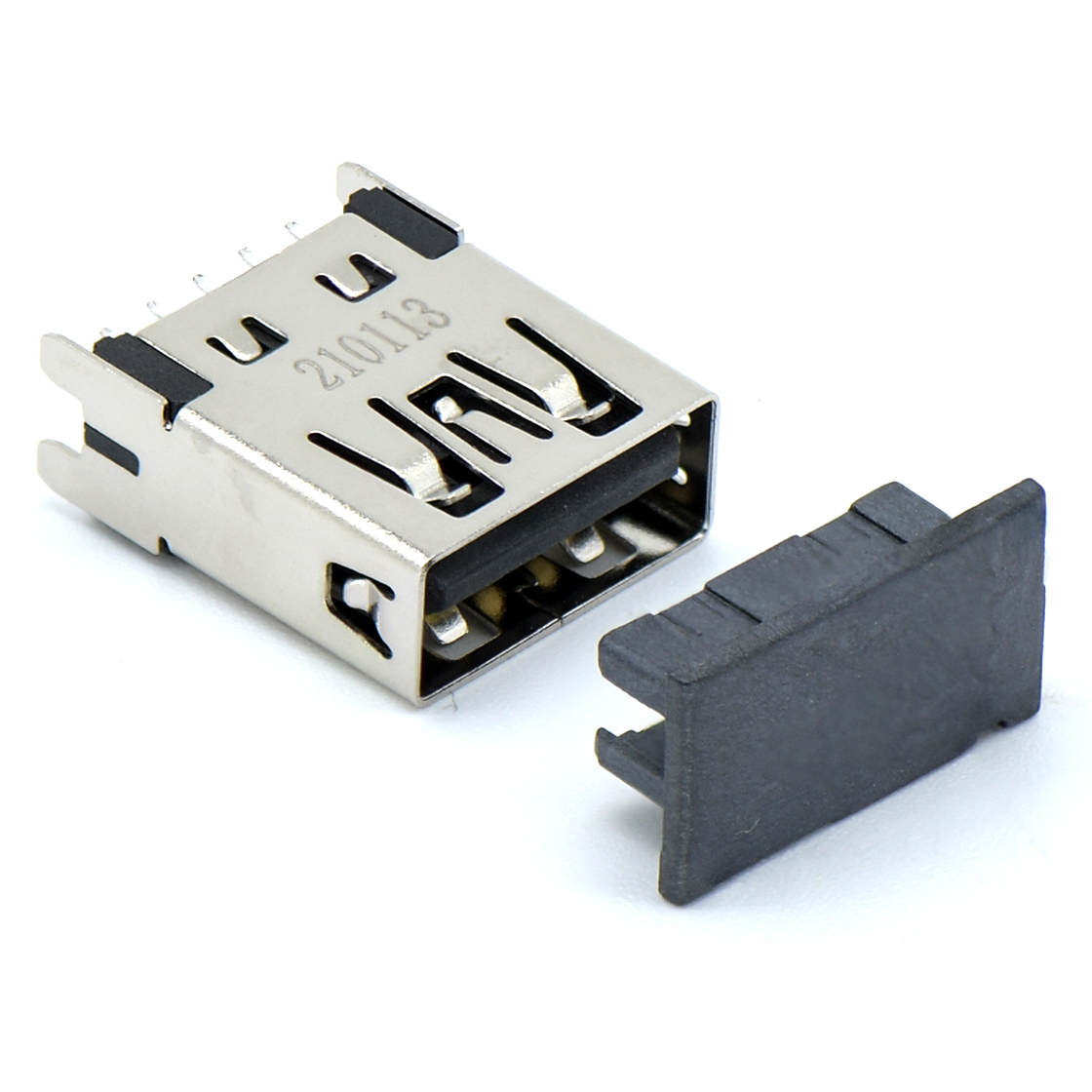 USB3.0 AF 单层 立插 打直脚 不锈钢镀镍 G/F PA9T黑色