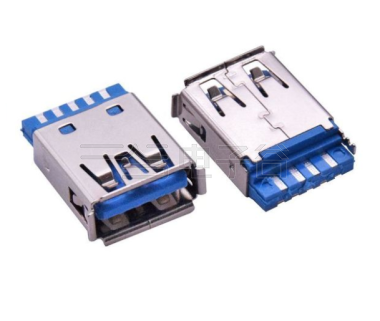 USB3.0 AF焊线式 弹片无凸条 有边 不锈钢镀镍 G/F PBT蓝色