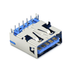 USB3.0 AF 单层 DIP插板式 四脚插板鱼叉脚 两脚中心距6.18mm 无边