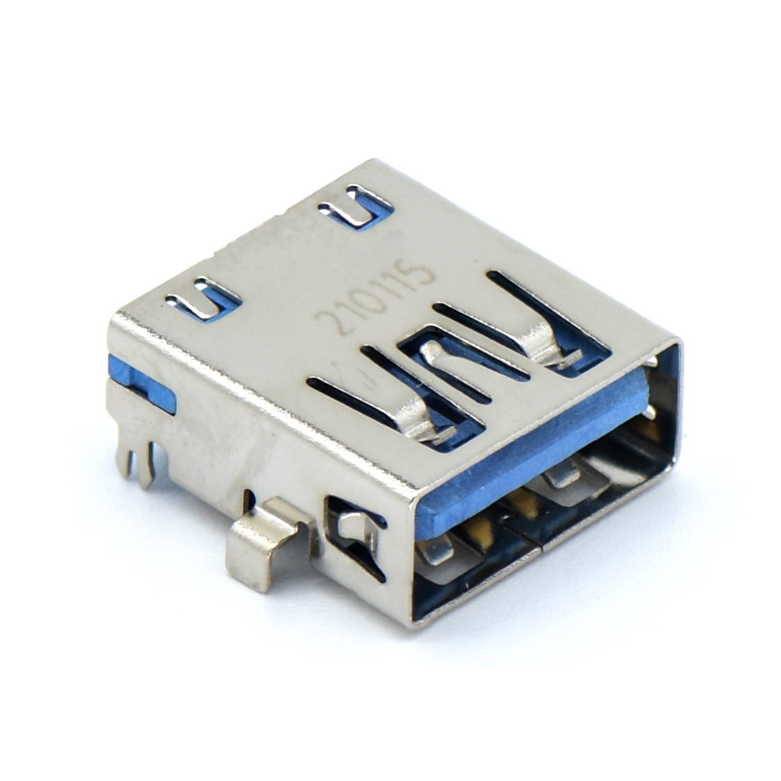 USB3.0 AF 单层 DIP沉板式 外壳四脚插板 无边 不锈钢镀镍 15U" LCP蓝色