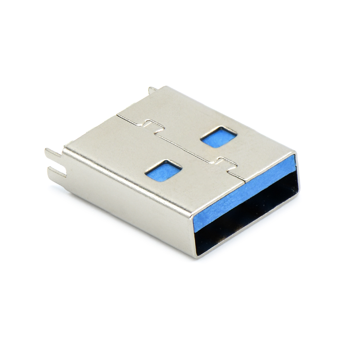 USB3.0 AM 夹板式1.0mm L=17.15mm 铁壳镀镍 G/F LCP蓝色 电流1.5A