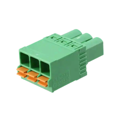 PHOENIX  1732755  印刷电路板连接器 - FKCN 2  5/ 3-ST - 1732755  插拔式连接器   标称工作电流: 12 A   额定电压(III/2): 320 V   额定横截面: 2.5 MM²   位数: 3   针距: 5 MM   接线方式: 直插式弹簧连接   颜色: 绿色   触点表面: 锡